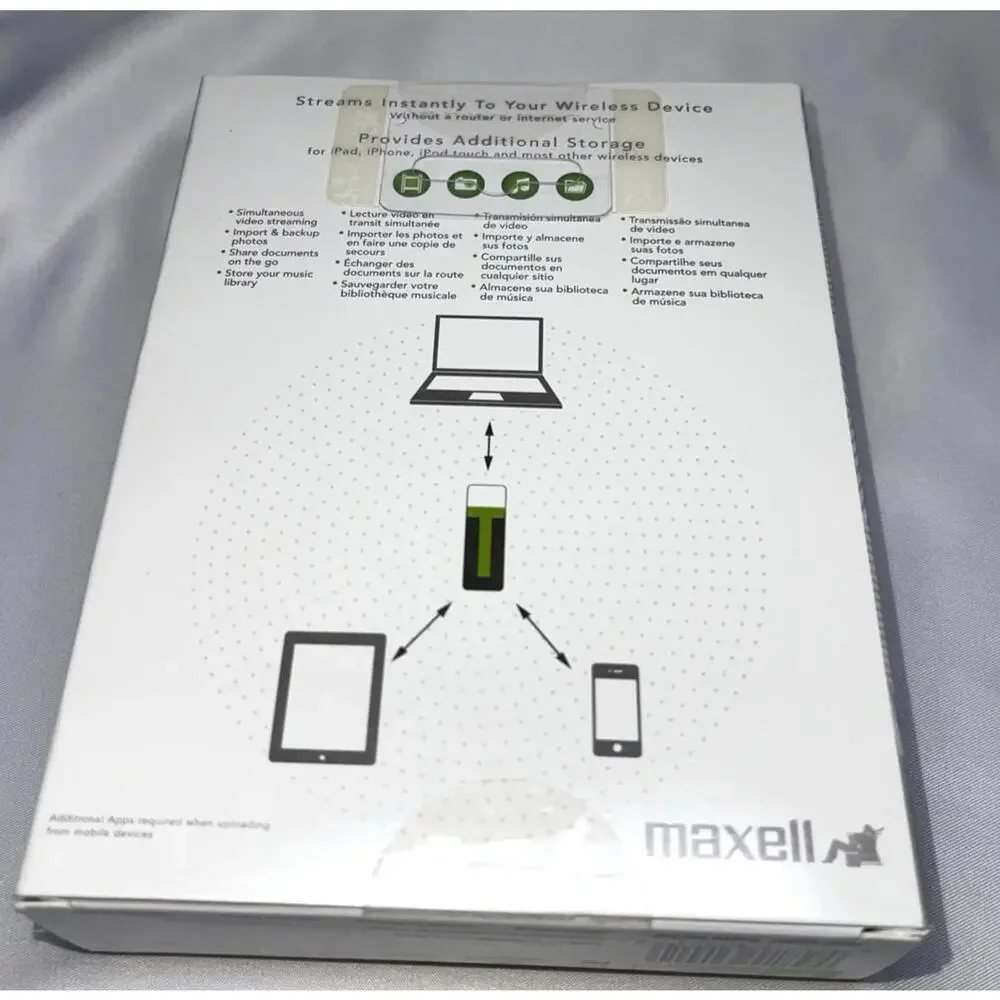 Maxell AirStash Wi-Fi SD 8gb Card Reader #A02 - New in Box